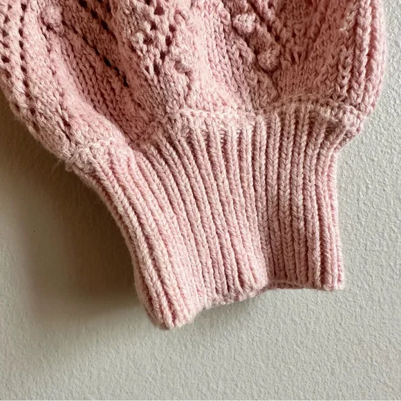 LOFT Bobble Pointelle Scoop Neck Sweater, Pink, Women’s Size Small - Picture 6 of 8